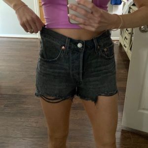 Levi’s high rise denim shorts from Free People - Grey/Black wash